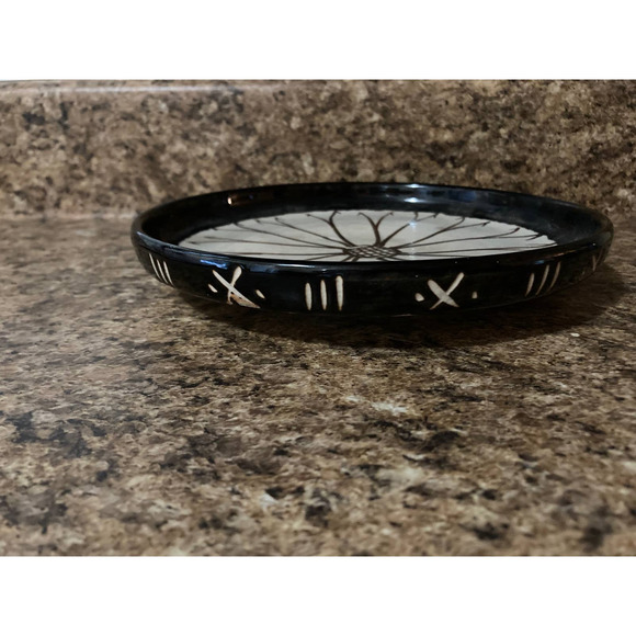 Vintage Brown & Tan FLOWER Bowl Plate - Sunflower Catchall Plate - Picture 6 of 7